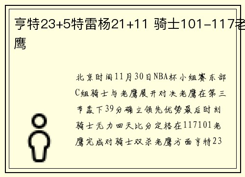 亨特23+5特雷杨21+11 骑士101-117老鹰